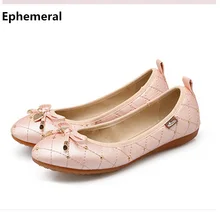 Женские туфли на плоской подошве с круглым носком и бантом; лоферы с закрытой пяткой; дышащие весенние балетки; Танцевальная обувь для вождения на мягкой подошве; цвет синий, черный, розовый; 45, 34