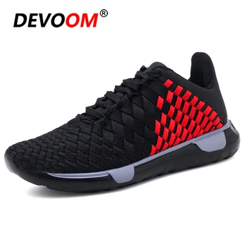 

Summer Shoes Men Breathable Weave Fashion Sneakers 2018 White Black Flat Shoes For Man Lightweight Mens Casual Espadrilles Men
