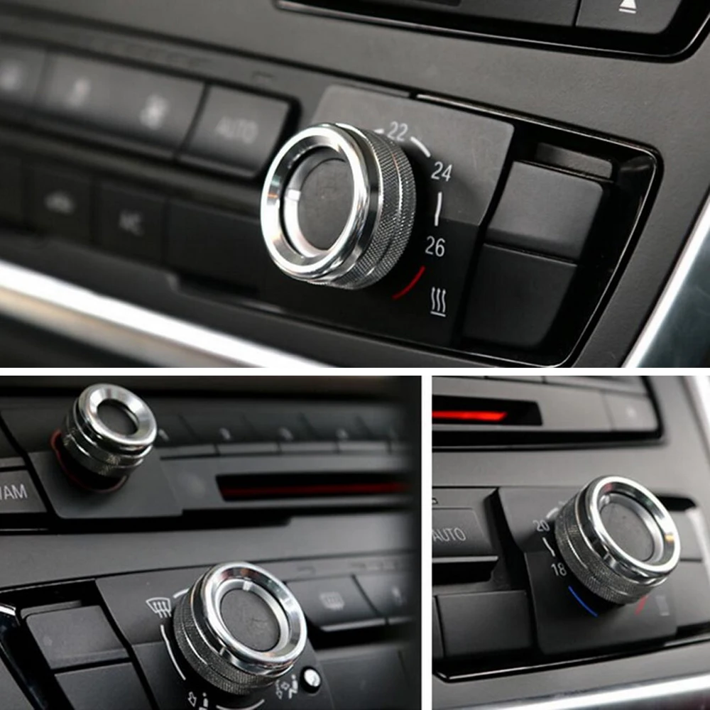 3 цвета Алюминий автомобильный Кондиционер Переключатель Управление ручки накладка кольцо пульт дистанционного управления для BMW 1/2/3/4/5/6/7 серии GT X1 X3 X4 X5 X6