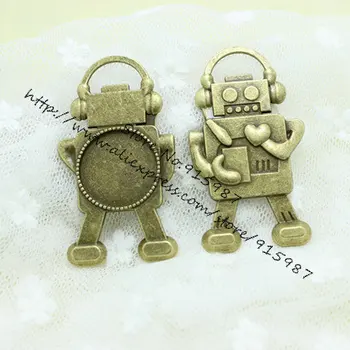 

Sweet Bell Charm Pendants Robot Earphone Antique Bronze Cabochon Setting 5pcs/lot 31*56(Fit 20mm ) wholesale 7E1250