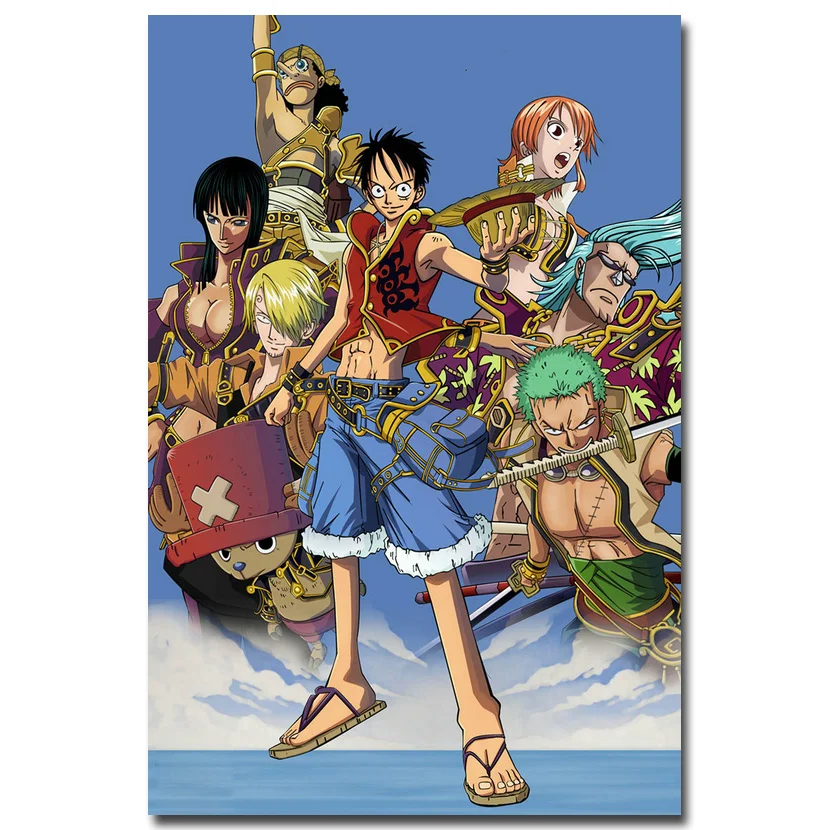 One Piece Silk Poster 13x20 24x36inch Anime Luffy Roronoa Zoro Usopp 