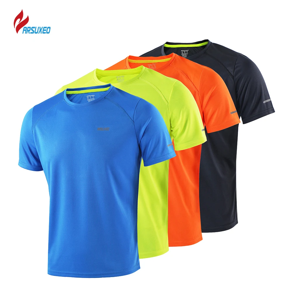 

ARSUXEO Summer Running Sports T Shirt Men Gym Shirt Short Sleeves Quick Dry Jersey Fitness Crossfit Men's Tennis Training Shirt