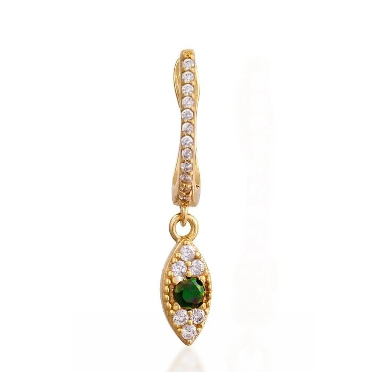 

green white cubic zirconia paved lovely evil eye charm charming earring cute lovely fashion women girl jewelry