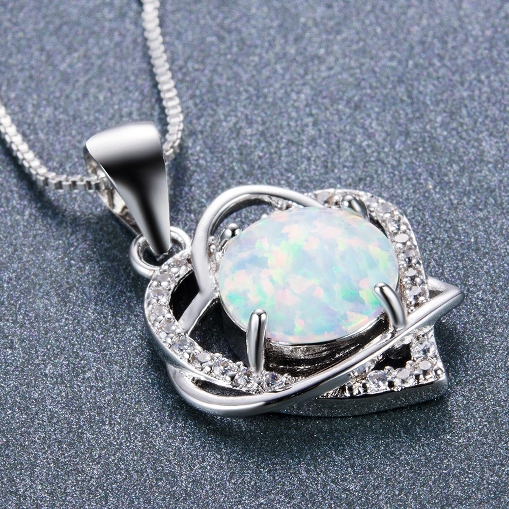opal heart necklaces for women (2)