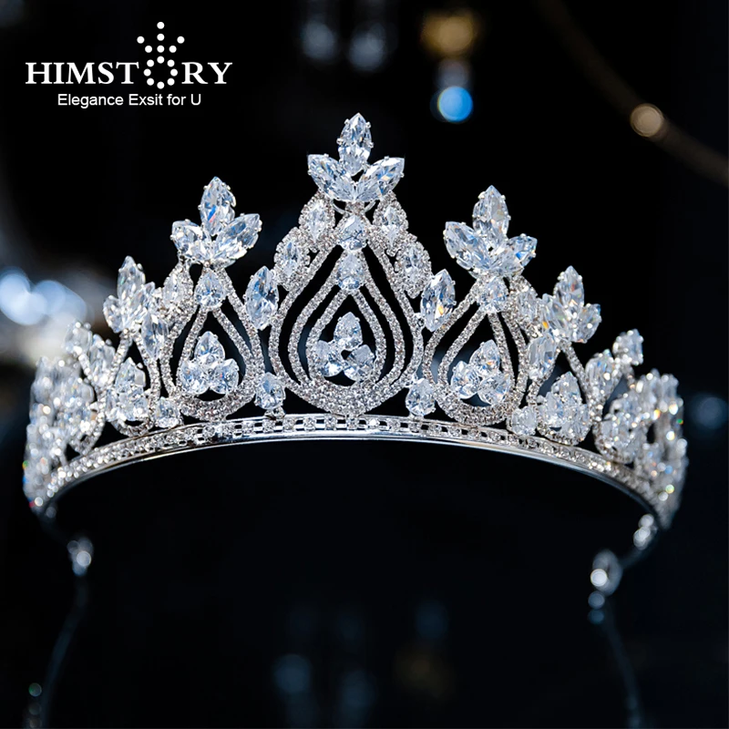 

Himstory Crown Headband Vintage Bridal Hair Accessories Sparkling High Quality Zircon Elegant Princess Bridal Hair Jewelry