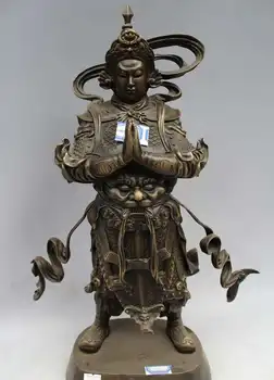 

19" Tibet Buddhism Bronze Station Veda Buddha Wei-tuo skanda bodhisattva Statue