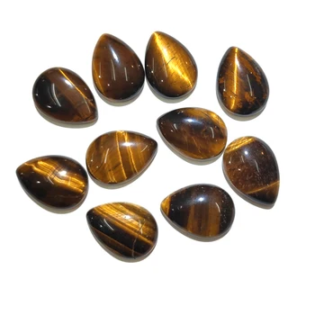 

10 PCS Tiger Eye Stone Natural Stones Cabochon 12x16mm 13x18mm 15x20mm 18x25mm Water Drop Shape No Hole for Making Jewelry DIY