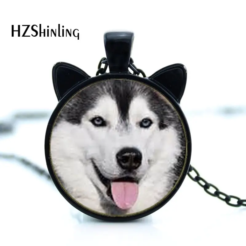 

CN-00777 2017 New Siberian Husky Pendant Huge Husky Necklace Glass Dog Jewelry Glass Dome Pendant Necklace HZ2