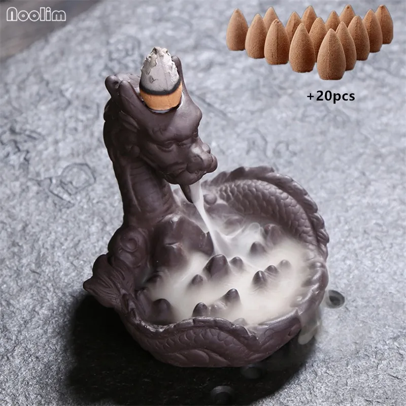 

Dragon Statue Backflow Incense Burner Sandalwood Censer Home Furnishing Ornaments Figurines Backflow Sandalwood Holder