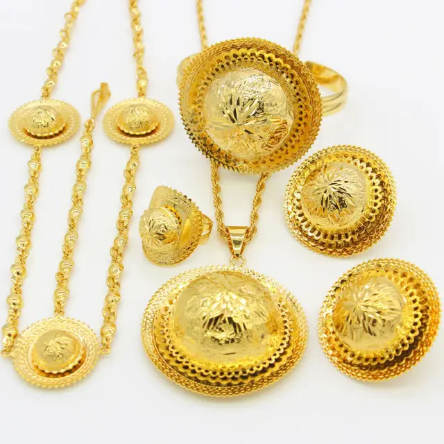 Buy 2017 New Ethiopian Wedding/Party Jewelry Sets Gold Color Jewelry Habesha