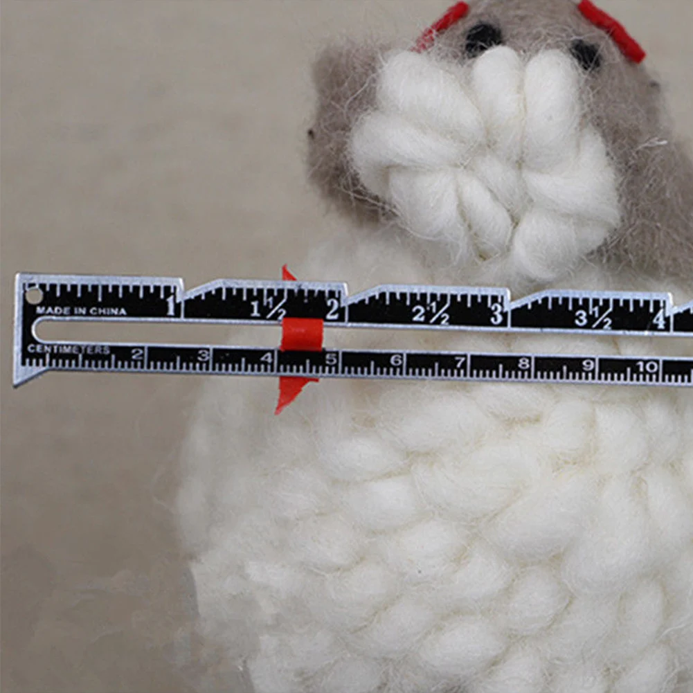 

2PCS Knitting Measure Ruler Patchwork With Sliding Adjustable Marker DIY Metal Sewing Tool Sewing Measuring Gauges