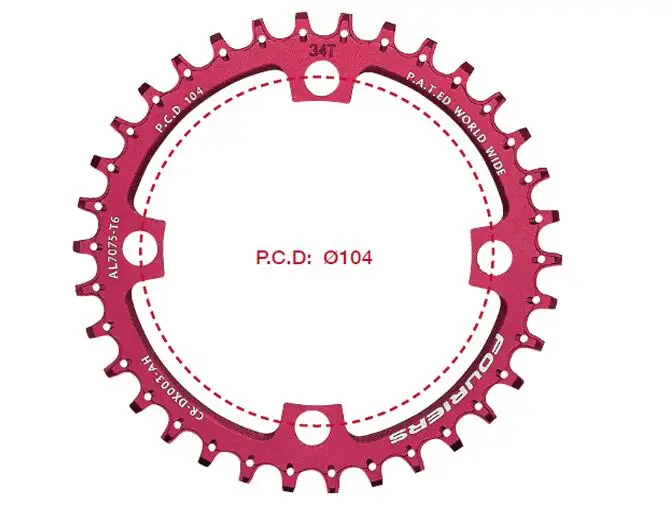 

FOURIERS single chainring negative tooth chain guide narrow wide tooth chain ring CR-DX003 PCD104