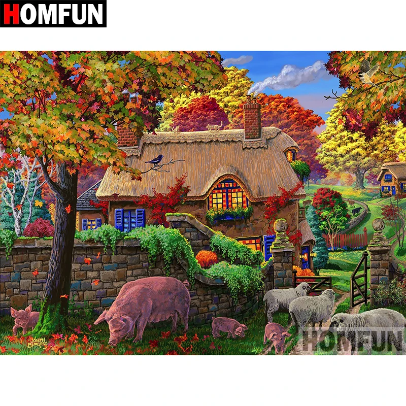 

HOMFUN 5D DIY Diamond Painting Full Square/Round Drill "Country scenery" Embroidery Cross Stitch gift Home Decor Gift A09355