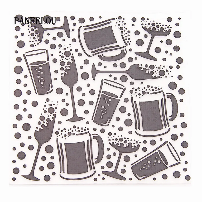 

PANFELOU Beer and glasses Embossing folders Plastic For Scrapbooking DIY Template Fondant Cake Photo Album Card Making