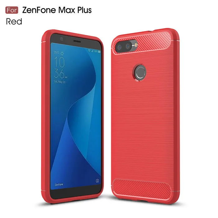 Чехол из углеродного волокна для Asus Zenfone Max Plus M1 ZB570TL, мягкий чехол из ТПУ для Max Pro M2 ZB631KL ZB633KL M1 ZB602KL ZB602KL - Цвет: red