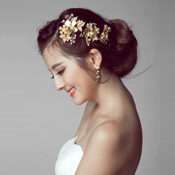 

bride gold lady headdress Korean crystal bridal wedding Head Piece Bride Headwear Headband Hair Band 100% Handmade women Party