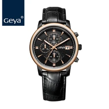 Geya ролевые роскошные часы для мужчин сапфировое стекло кожаный ремешок Брендовые Часы многофункциональные кварцевые часы для мужчин рождественские подарки