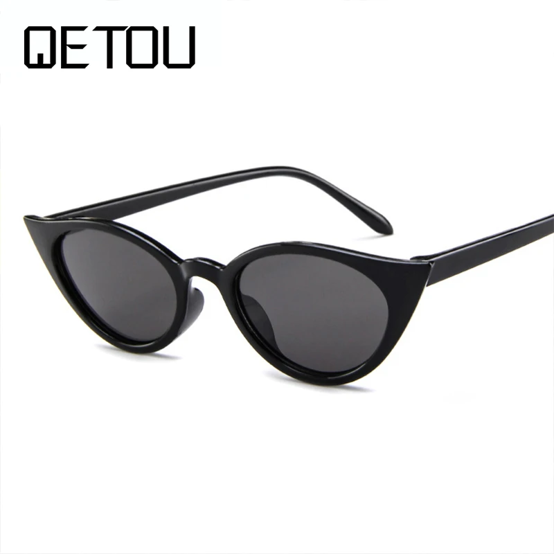 

QETOU Women Cat Eye Sunglasses Fashion luxury Brand Designer lady female mirror Points Sun Glasses for women lunettes femme