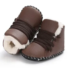 Младенческой малыша новорожденных детей Сапоги и ботинки для девочек из зимней эко-кожи Обувь для девочек Обувь для мальчиков кроватки Bebe снежное мягкие резиновые детские Сапоги и ботинки для девочек