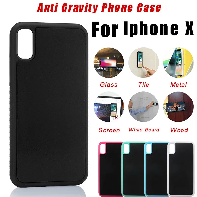 

4 colors Ultra Thin Hands Free Magical Nano Suction Anti Gravity Transparent Phone Case for iPhone X 5.8inch 2018 high quality