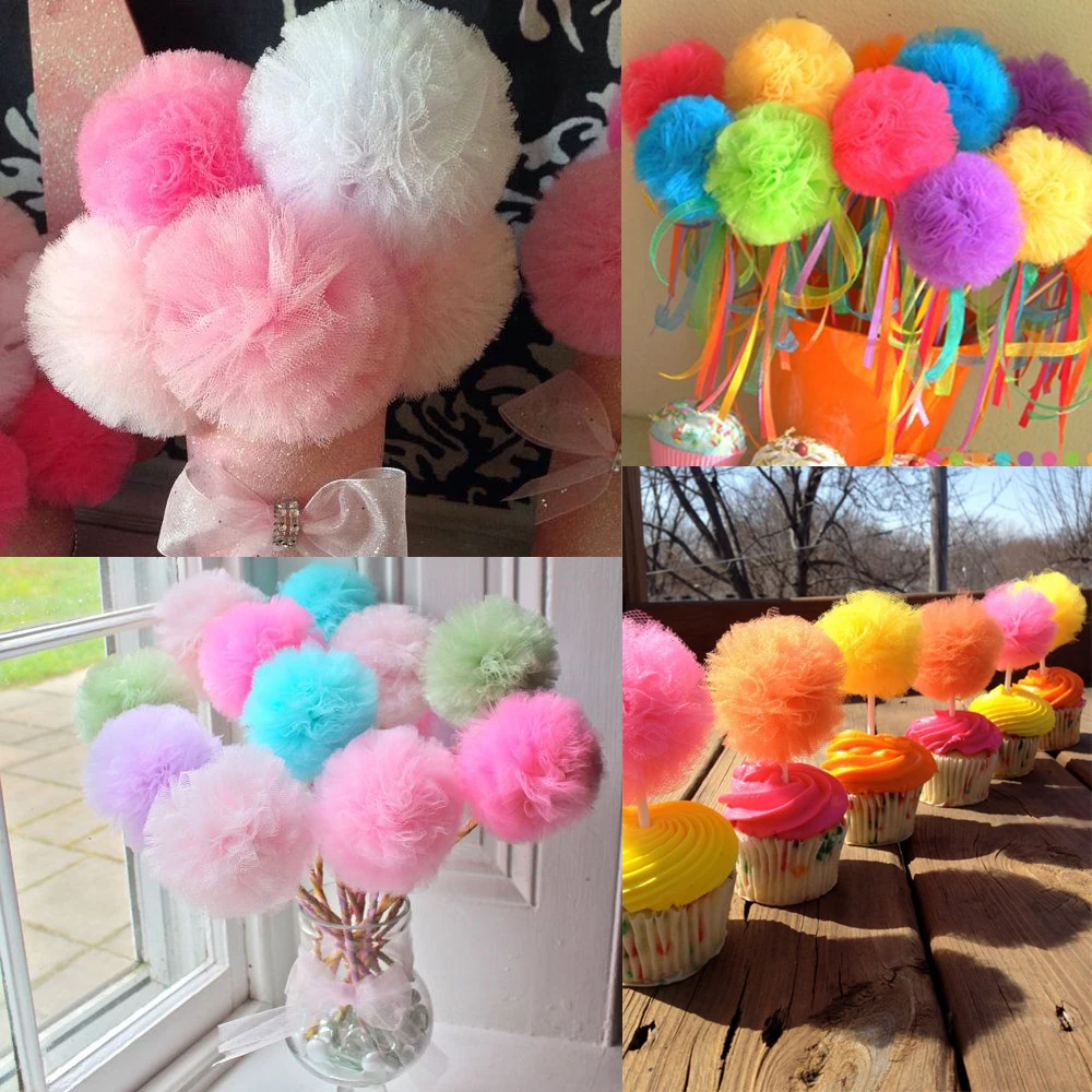 5pcs Diy 4 6 8 10 Tulle Pom Poms Balls For Wedding Party