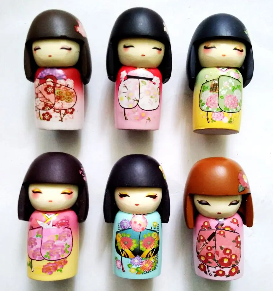 Handmade Painted Cute Japan Kimono Doll 3D Fridge Tourism