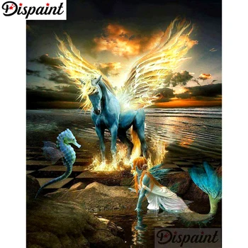 

Dispaint Full Square/Round Drill 5D DIY Diamond Painting "Mermaid unicorn" Embroidery Cross Stitch 3D Home Decor A10269