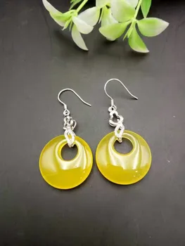 

Natural ice species Huang Chuanhua Ping buckle earrings 925 silver inlaid crystal earrings earrings jewelry