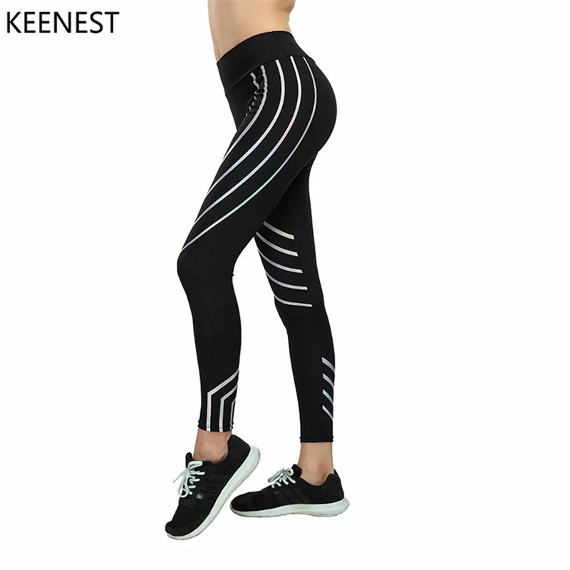 

KEENEST Women Yoga Pants Sports Running Sportswear Fitness Leggings Exercise Gym Compression Tights Pants Noctilucent Glowing