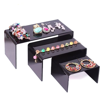 

Wholesale Clear Jewelry Display Stand Toy Mobile Wallet Bracelets Display Shelf Plexiglass Three-piece Necklace * Earring Rack