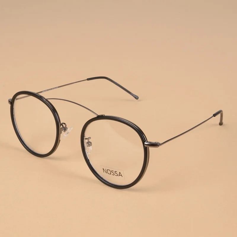 Ультралегкая титановая оправа для очков для женщин и мужчин, модные круглые оптические очки, оправа для женщин, трендовые прозрачные линзы, очки - Цвет оправы: Matte Black