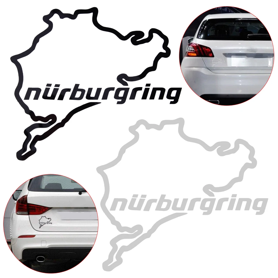 

DWCX 1Pc Car Styling Fashion Creative Vinyl Racing Road Nurburgring Car Sticker Decal Outline for Window Wall Laptop 14x12.5cm
