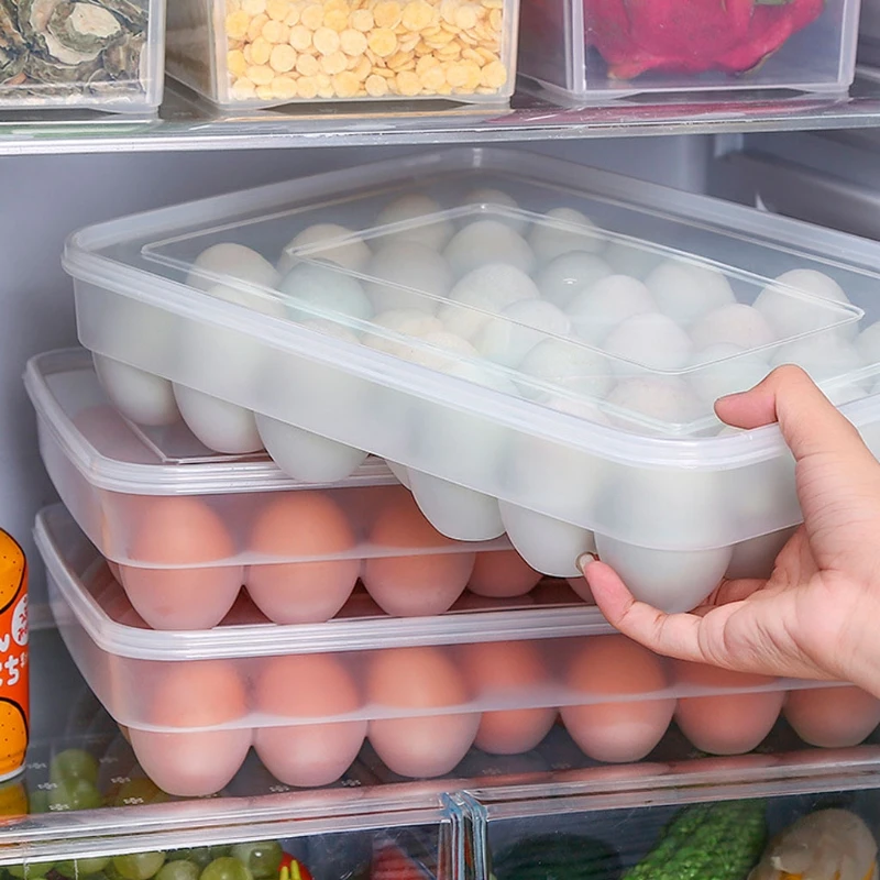 

34 Grids Plastic Egg Box Large Capacity Fridge Storage Food Container Organizer