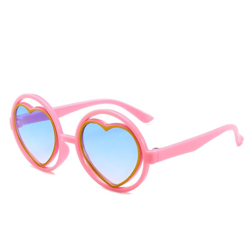 New 2018 Love Heart Sunglasses Children Glasses Kids Baby Cute Sun Glasses Red Pink Black Lens 6