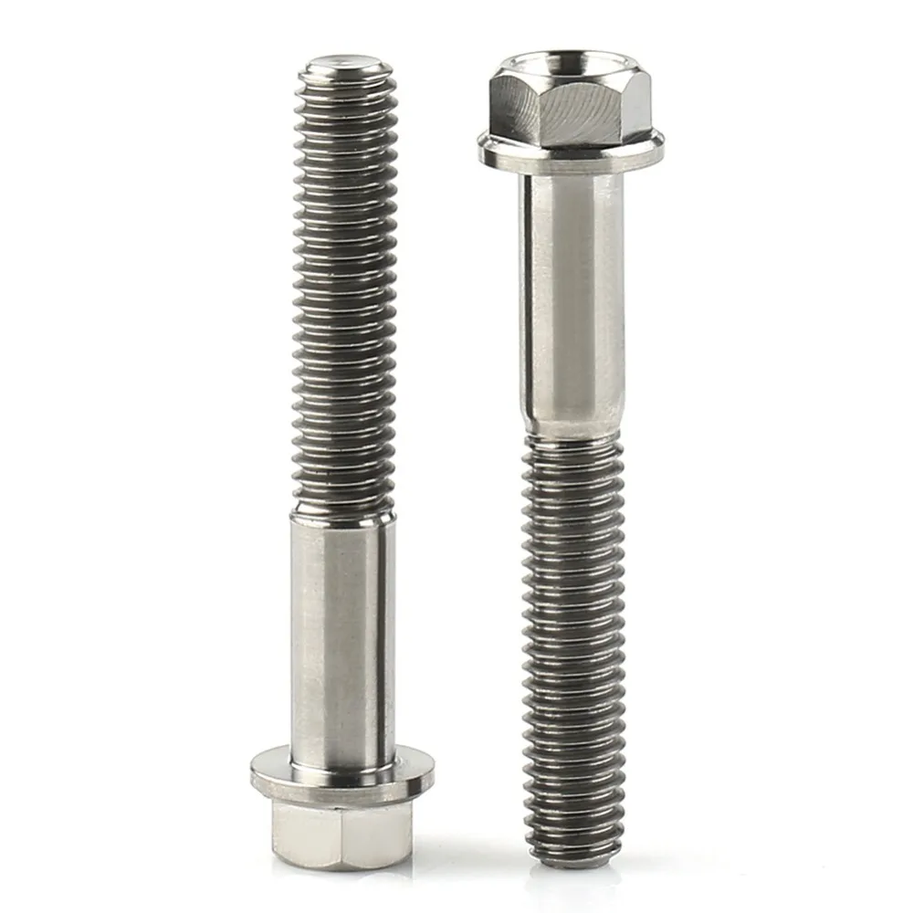 2Pcs Titanium Alloy Ti Hex Head Cap Screw Flange Bolt M6 x30mm M6x40mm M6x50mm M6 GR5 Screw Hex Bolt