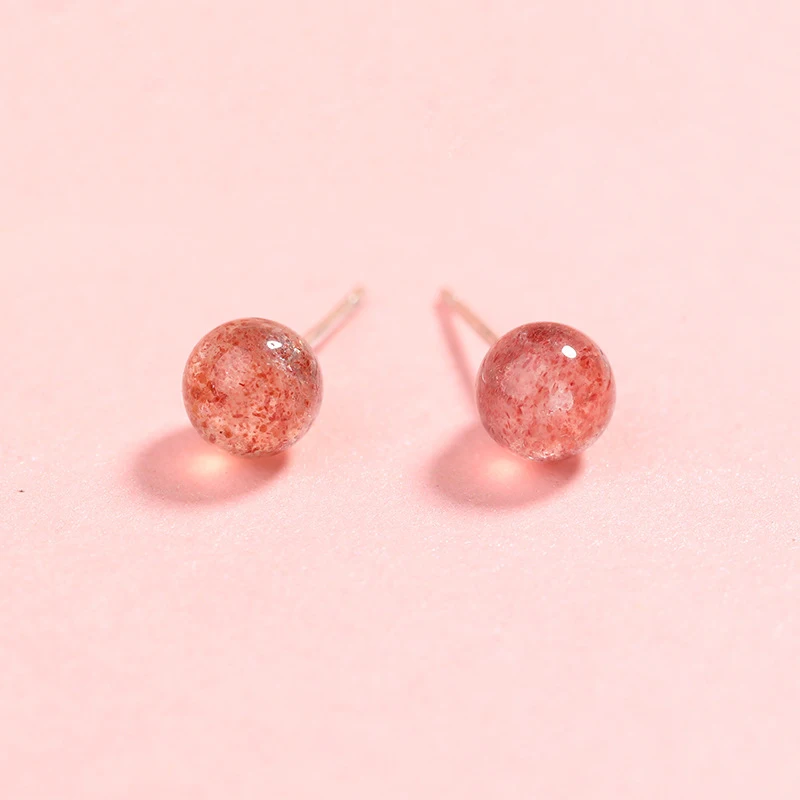 

Fashion Women Strawberry Bead S925 Stud Earrings Rhinestone 925 Sterling Silver Earrings Girl Lady Fine Elegant Wedding Earrings