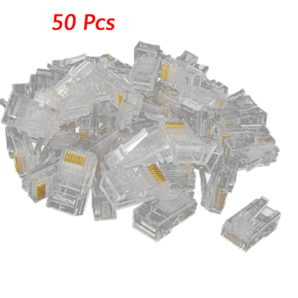 

50 PCS RJ45 CAT5 Crystal Network Modular Connector Plug 8P8C New
