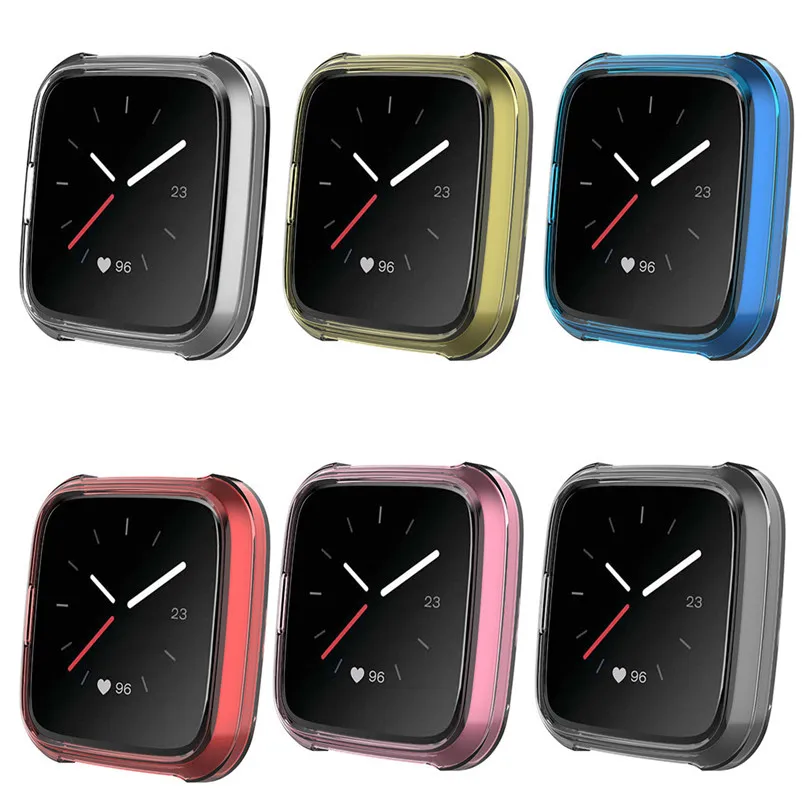 2PCS Case Ultra Slim TPU Protector Smart Watch Case Cover ForFitbit versa Lite Full Covered Screen Protector 40AP509