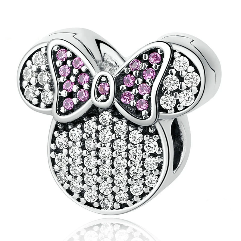 

Real 100% 925 Sterling Silver Dazzling Minnie Clip Charm Beads Fit Original Pandora Bracelet Necklace & Authentic Jewelry Gift