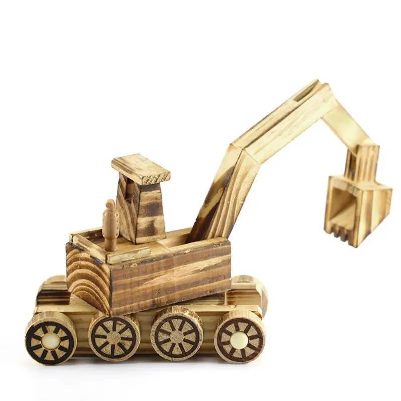 Творческий Деревянный экскаватор бульдозер модель ручной работы домашний декор украшения ремесло для детей обучающая игрушка подарок