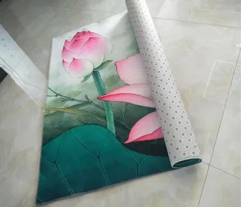 

Family Buddhist Temple Rug Chinese Style 3D Carpets Bedroom Living Room Coffee Table Bedside Lotus Zen Mat Ultrafine Fiber Pad