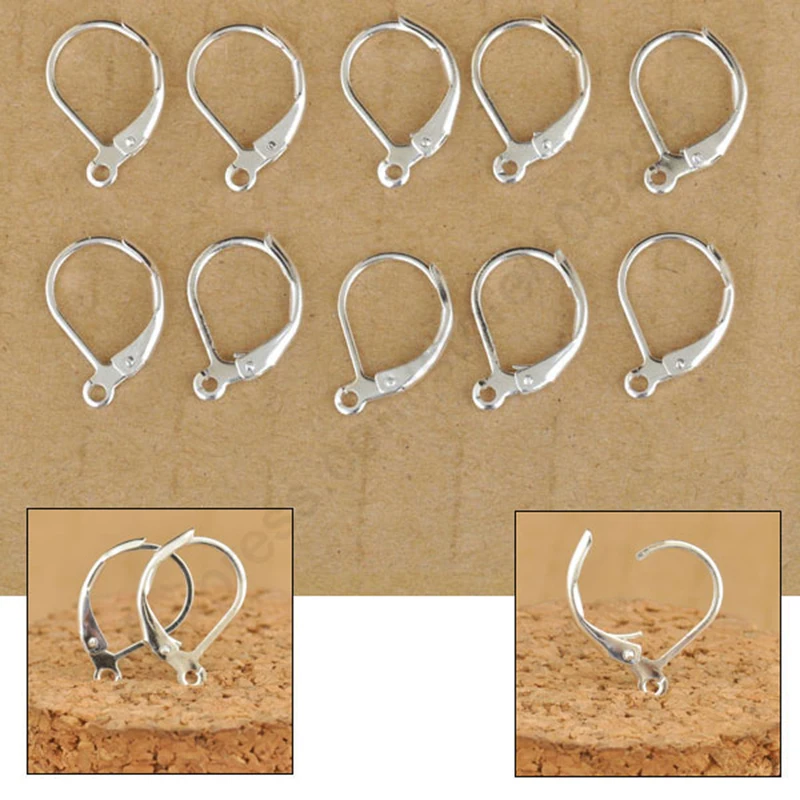 

Fast Ship 100Pcs Making Jewelry Findings Sterling Silver Color Hoop Circle Hook Earring Earwires DIY Jewelry Made Beads