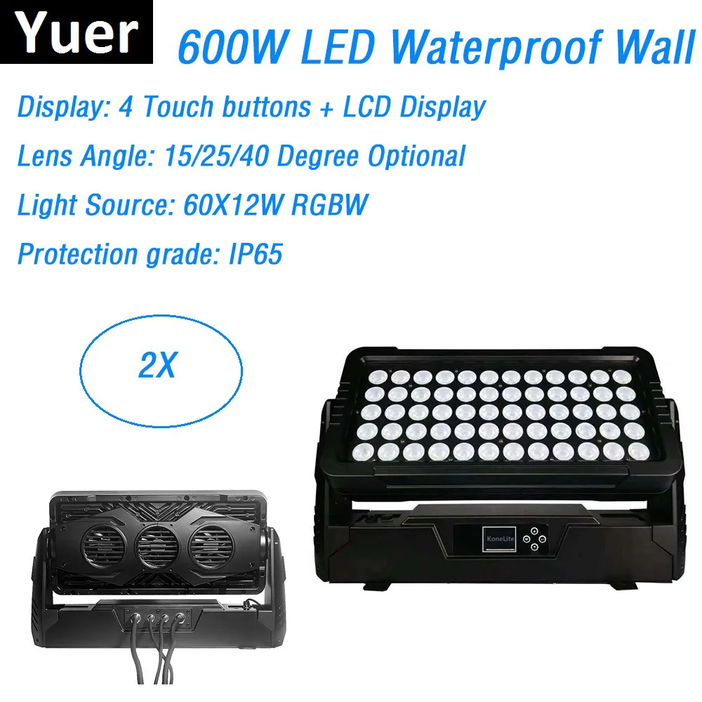 2XLot LED Wall Washer Lights IP65 60X12W RGBW LED Strobe Lights DMX Washer Wall Lights Professional Dj Lighting Shows Equipments