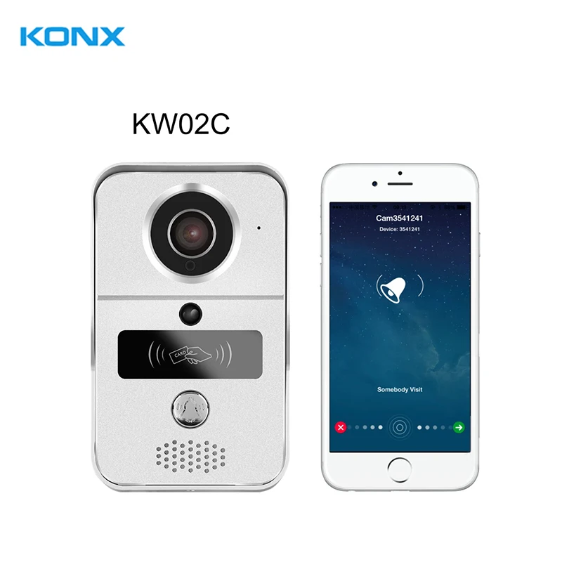 2018 KONX KW02C H.264 Смарт видео звонок с rfid карты дуплекс домофон поддерживает Micro SD ИК