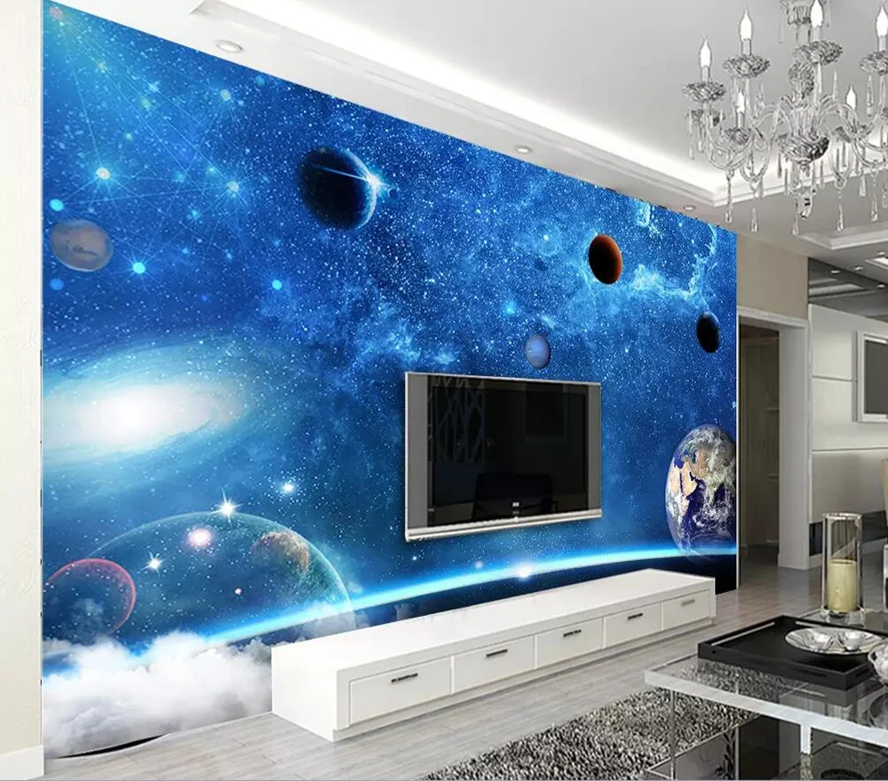 

Фотообои 3D космическая Звездная гостиная спальня фоновая стена