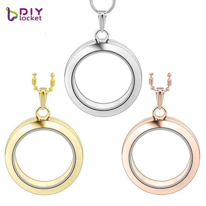 Diylocket New 30mm розовое золото круглый locket Магнитный стеклянный плавающий амулет