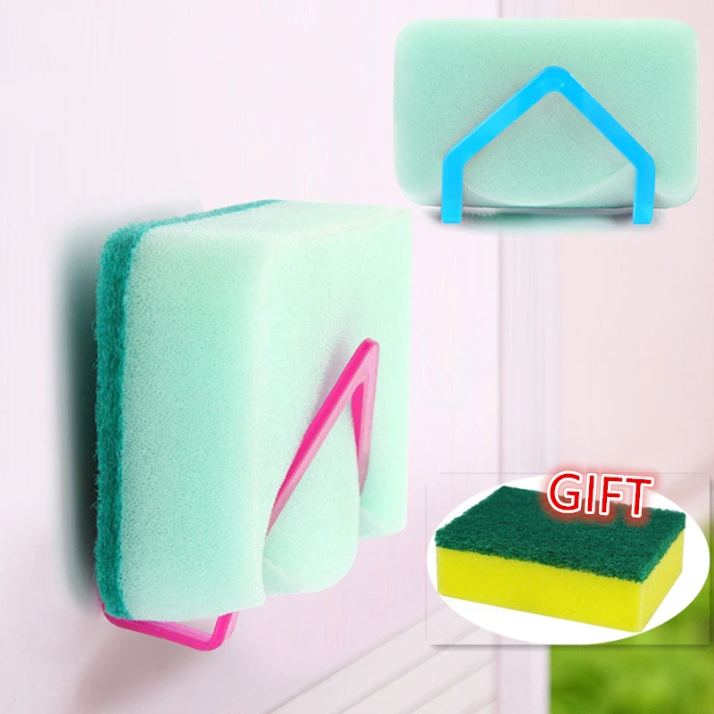 

1pcs Sink Draining Brush Sponge Cleaning Cloth Towel Rack Washing Holder Magic Brush Clean Kitchen Storage Box Tidy Stand