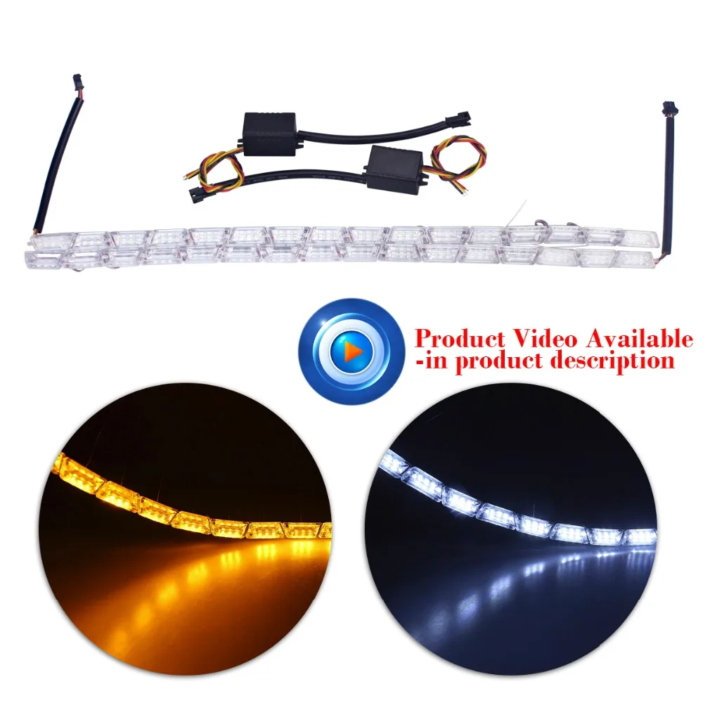 

2pcs Car LED Strip LED Daytime Running Light Auto16 SMD Turn Signal Lights Flowing Flash Steady Crystal DRL Lamp Car Styling