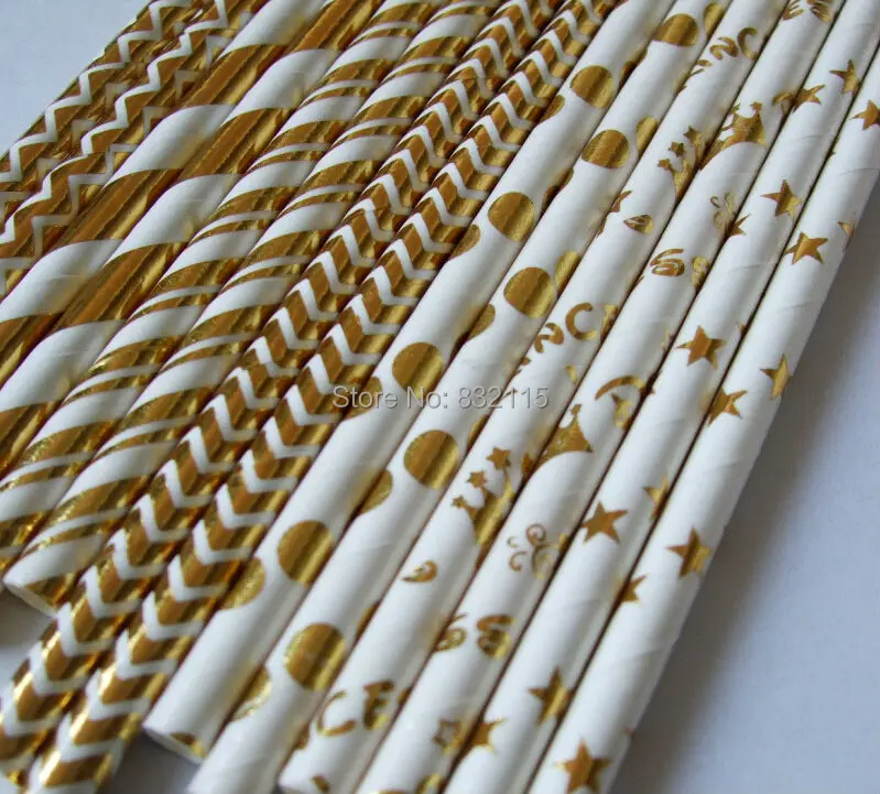

400pc Pick 360 Color Gold Foil Mint Teal Paper Straw,Gold Mint Straw Mint Green Baby Shower Wedding Straw Decorative Straw