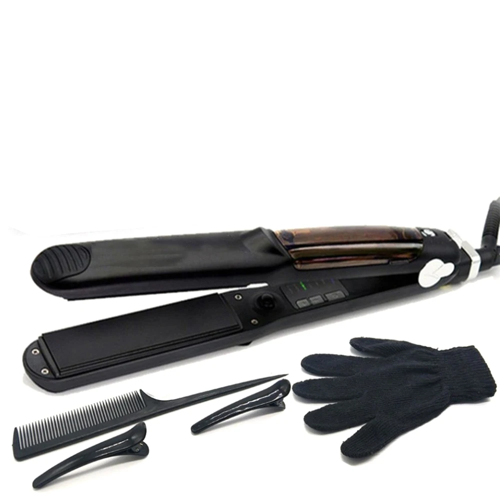 

2019 Pro Ceramic heating plate Vapor Steam Hair Straightener Argan Oil Steam Hair Styling Tool Adjustable temperature